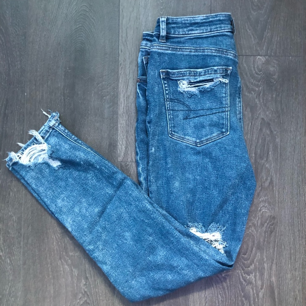 Distressed mom jeans